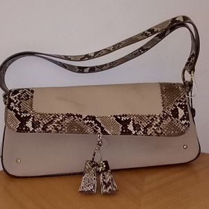 Burberry Canvas & SnakeSkin Leather Bag